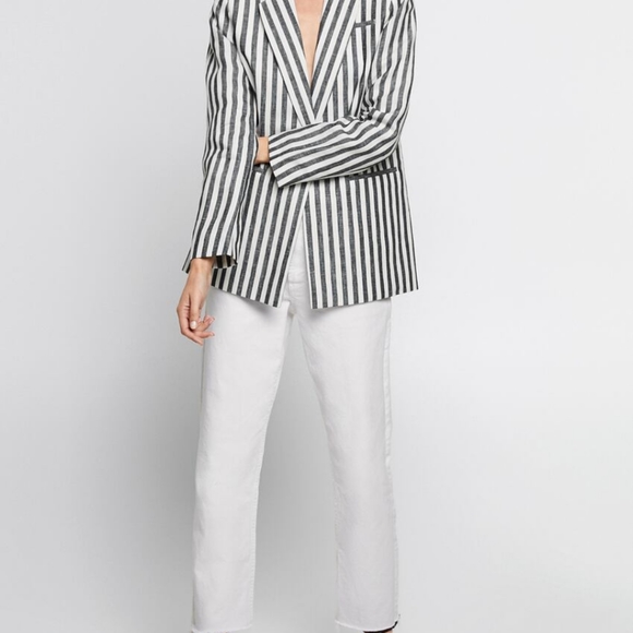 Zara Linen Striped Blazer - Picture 5 of 5